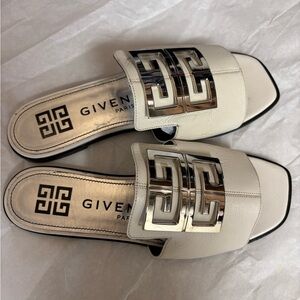 Givenchy Cream Mules with Silver Accents 💯 authentic